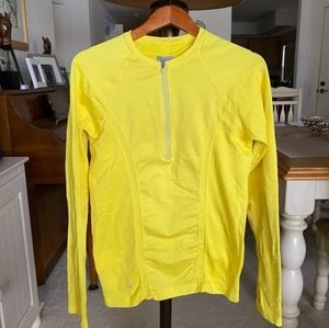 Athleta yellow fast track ruched half zip top L